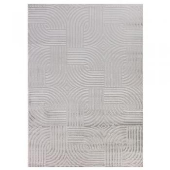 Allotapis – Tapis moderne 3D argenté avec design géométrique, 200x290 cm