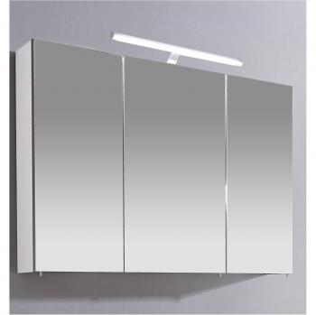 Irene SpiegelSchrank 100 cm – 3 Tür – LED Licht – Schalter/Steckdose – Weißglänzend
