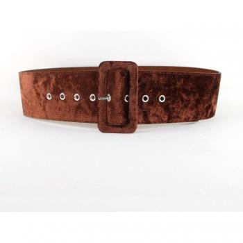 Ceinture de fête femme – large, flanelle noire, boucle ornée