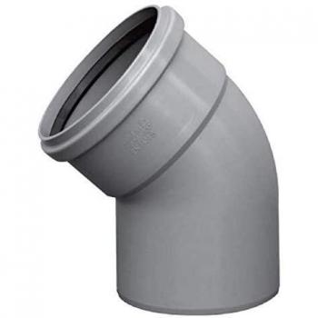 Grey 110 mm Soil Pipe 45° Bend – Push‑Fit Inlet for Waste