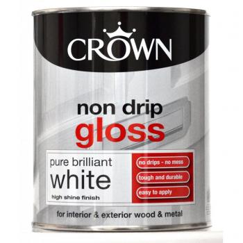 Crown Non Drip Gloss 750ml Brilliant White Enamel
