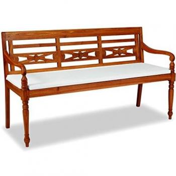 Banc de Terrasse Batavia en Teck avec Coussin 150 cm