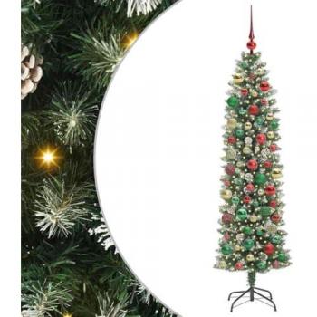 Arbre de Noël artificiel 180 cm slim avec 300 lumières LED vert et blanc
