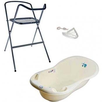 Baignoire bébé avec thermomètre Dog and Cat 102 cm Jaune + Pieds + Tuyau