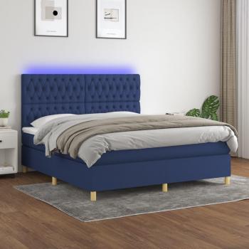 VidaXL Boxspringbett mit Matratze 180x200 cm und blauer LED-Beleuchtung