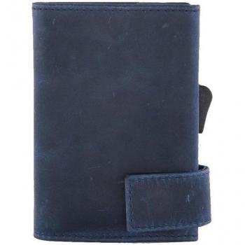 SecWal 9 cm Blue Leather Card Case, RFID Blocking