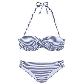 Bügel-Bandeau-Stripes-Bikini S.Oliver, Gr. 42, Cup B – Hellblau & Weiß
