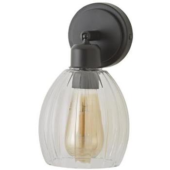 Black Ribbed Glass Dome Wall Spotlight – Cheltenham Adjustable