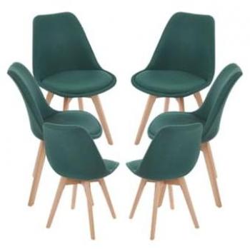 Set de 6 Sillas Synk en Tela Verde