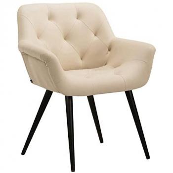CLP Chaise de salle à manger avec accoudoirs en similicuir Crème Beige 60x83x67cm