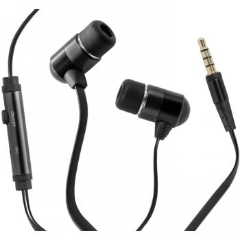 Hi-Fun Auricolari con Microfono e Cavo Piatto, Nero