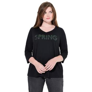Ulla Popken Damen Langarmtop – Größe 50/52 – Schwarz – Baumwolle