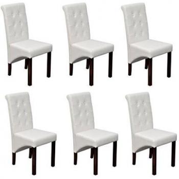 Sedie da Pranzo 6 pz Bianche in Materiale Sintetico