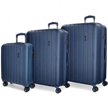 Movom Wood Juego de maletas Azul 55/65/75 cms Rígida ABS Cierre TSA 220L 4 Ruedas Dobles