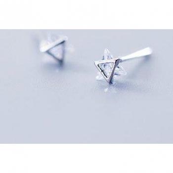 MloveAcc 925 Sterling Silver Triangle CZ Stud Earrings