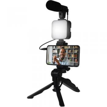 Kit Vlogging Bigben Professionnel avec Trépied, Lumière LED et Microphone