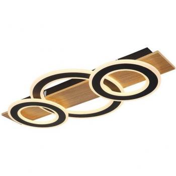 Éclairage plafond en bois, anneaux tripoints, 73 cm