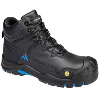 Portwest Apex Composite Mid Boots – S3S, ESD, HRO, SR, SC, FO – Black/Blue (Size 10.5) – Extra Narrow