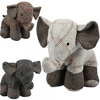 Tartan Fabric Elephant Door Stop