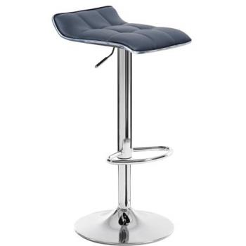 WOLTU Bar stool gris en cuir synthétique et acier chromé avec semelle anti‑dérapante
