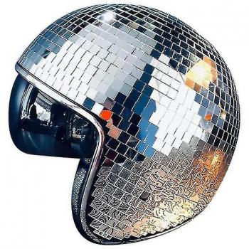 Casque à Effet Miroir Argent avec Visière Rétractable pour Événements