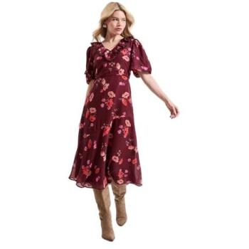 Puff Sleeve Flirty V Neck Midi Dress – Dorothy Perkins Floral, 8