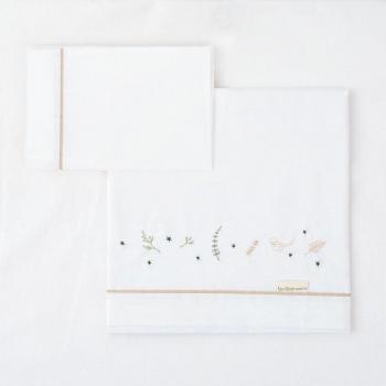 Sábanas Beige Botánico para Mini Cuna