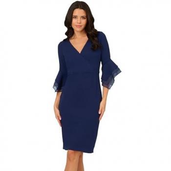 Robe Adrianna Papell Bleu Crepe Midi