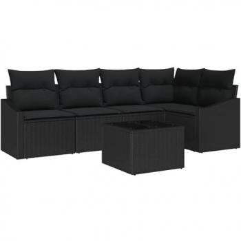 Set Divano da Giardino 6 Pcs Nero Poly Rattan – Vidaxl