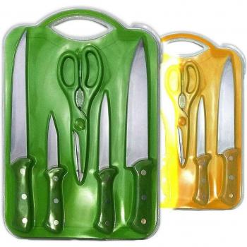 Set de cuchillos de cocina con tijeras y tabla de cortar