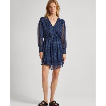 Pepe Jeans Vestito Corto a Maniche Lunghe Camille Dulwich Blue XL