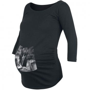 Camiseta Manga Larga Fun Pre Mama Ultrasound Bebe Heavy Metal 3XL Negra