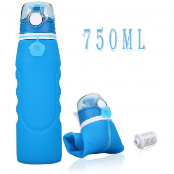 SportSqueeze BPA‑freies 750 ml Faltbecken – Leckschutzventil und Filter, Outdoor‑Blau