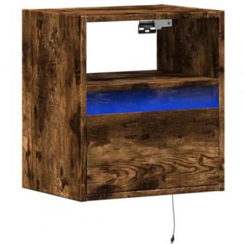Smoked Oak TV Wall Cabinet with LED Lights 41x31x45 cm vidaXL