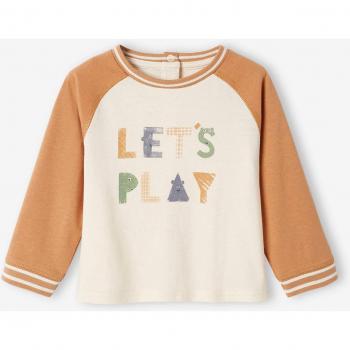 VERTBAUDET Tee-shirt bébé manches longues écru colorblock