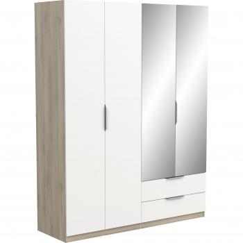 Armario Urbano 157,3 cm: 4 Puertas, 2 Cajones y Doble Espejo