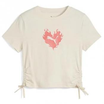 T-shirt Bianca Puma Flaming Love per Ragazze 14-16 Anni