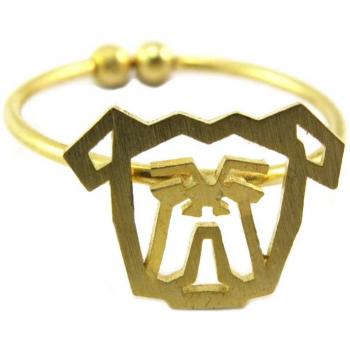 Bulldogge Origami Ring aus Gold