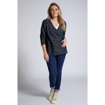 Felpa ecologica con lavorazione Jacquard, Donna, Blu, Taglia: 64/66