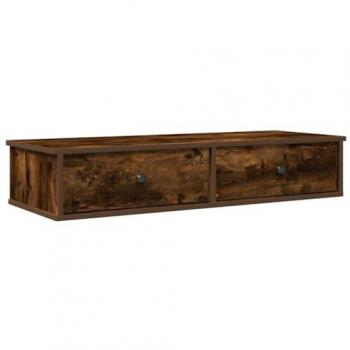 Wall Shelf with Drawers Smoked Oak 100x37.5x19 cm Engineered Wood Vidaxl
