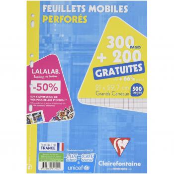 Étui Clairefontaine avec 500 pages de feuilles mobiles perforées A4 et 200 pages gratuites
