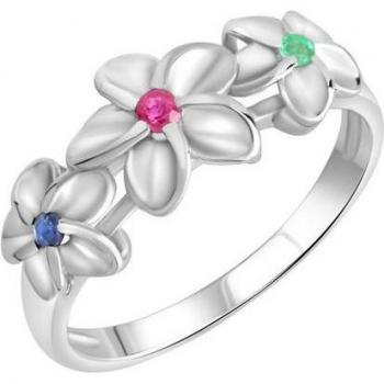 Firetti Schmuckring Blüten – 925 Sterlingsilber, Geschenkset mit Rubin, Saphir und Smaragd