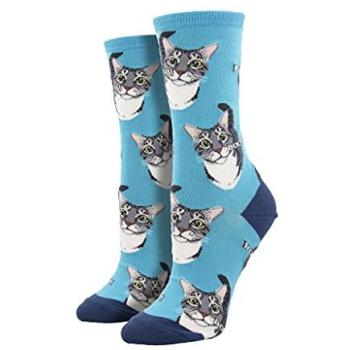 Socksmith Women’s “Boop” Cat Lover Gift Socks – 3‑8, Cotton‑Poly Blend