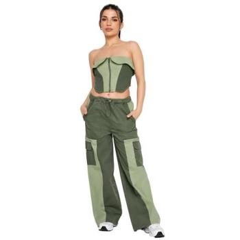 Pixie Girl Petite Colorblock Bandeau Corset Top – Light Khaki, Size 16
