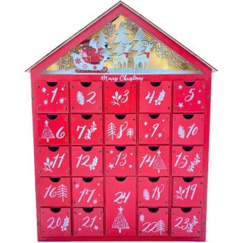 Adventskalender Buch für Weihnachten mit 24 Fächern und Licht
