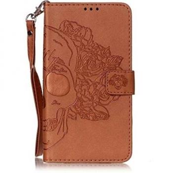 Funda Cuero Marrón LG Stylus 2 LS775: Protección Flip + Ranura de Tarjetas