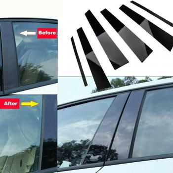 6PCS Car Window B-Pillar Trim Stickers for BMW 3 Series E90 2005