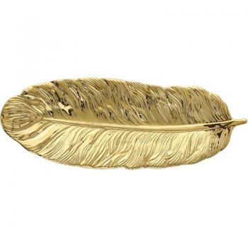 Gold Feather Decorative Jewelry Plate