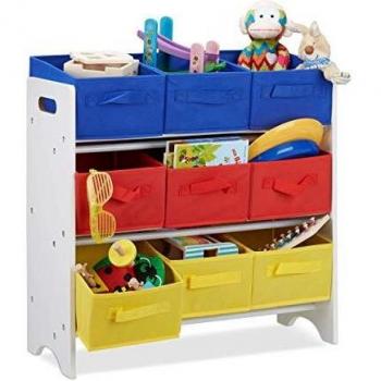 Scaffale per Bambini con 9 Cestini Colorati