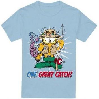 Garfield XXL Mannelijk T-shirt “One Great Catch” Lichtblauwe Variant